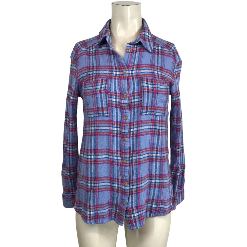 PILCRO - WOMEN'S MEDIUM - LAVENDER PLAID LONG SLEEVE FLANNEL SHIRT